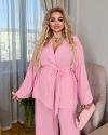 Легкий брючний костюм в кольорі барбі №99937 - фото 4