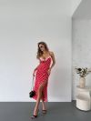 Сукня червона в горошок зі шнурівкою на спинці №99960 - фото 1