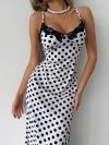 Сукня біла в горошок зі шнурівкою на спинці №99961 - фото 2