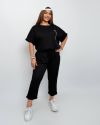 Вільний спортивний костюм з трикотажу «Вафелька» чорний №99982 - фото 3